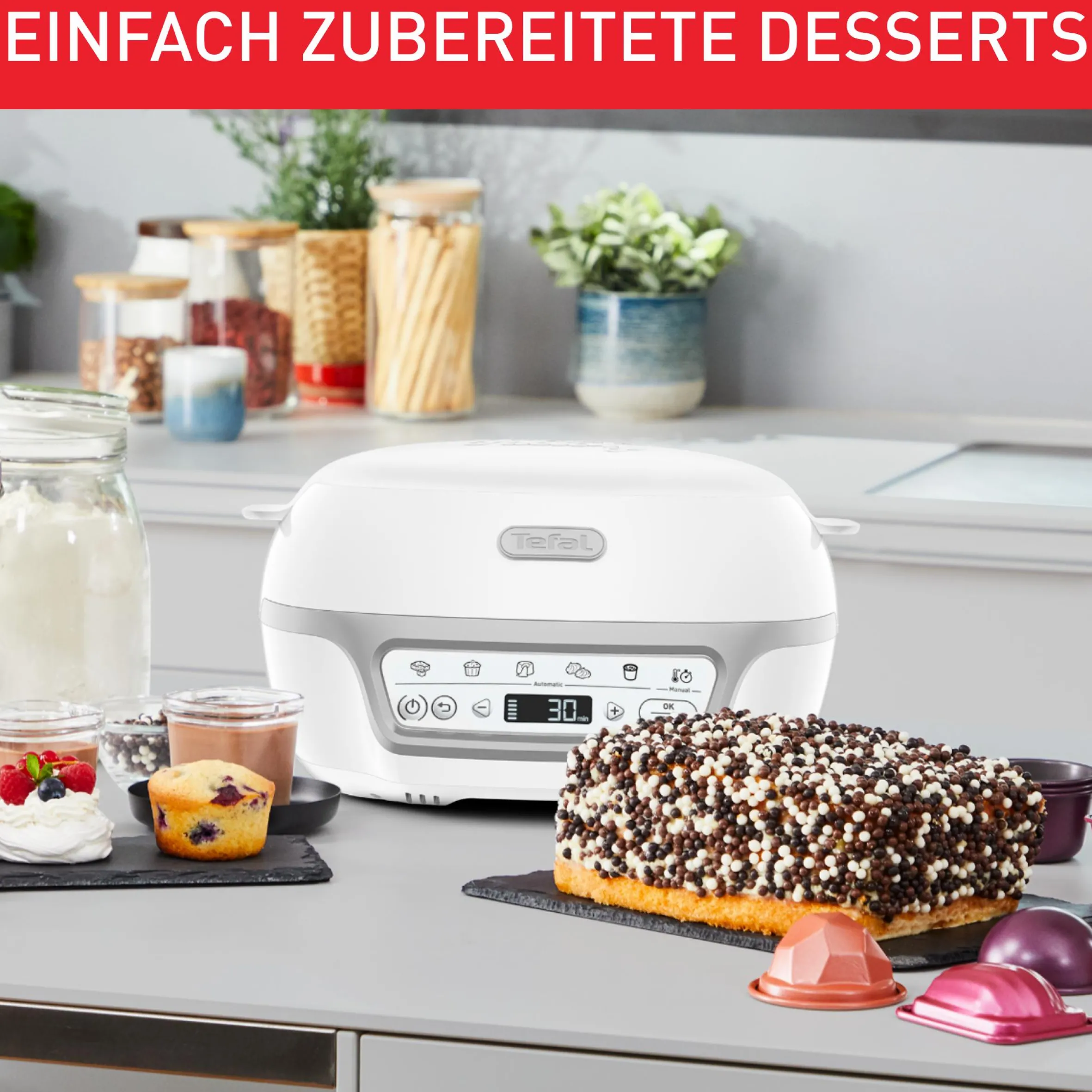 Cake Factory Délices Kuchenbackautomat Silver Maxi Pack KD8121|Tefal