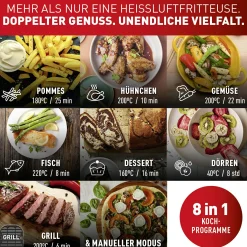 Dual Easy Fry & Grill 8,3 L Edelstahl Heißluftfritteuse EY905D|Tefal New