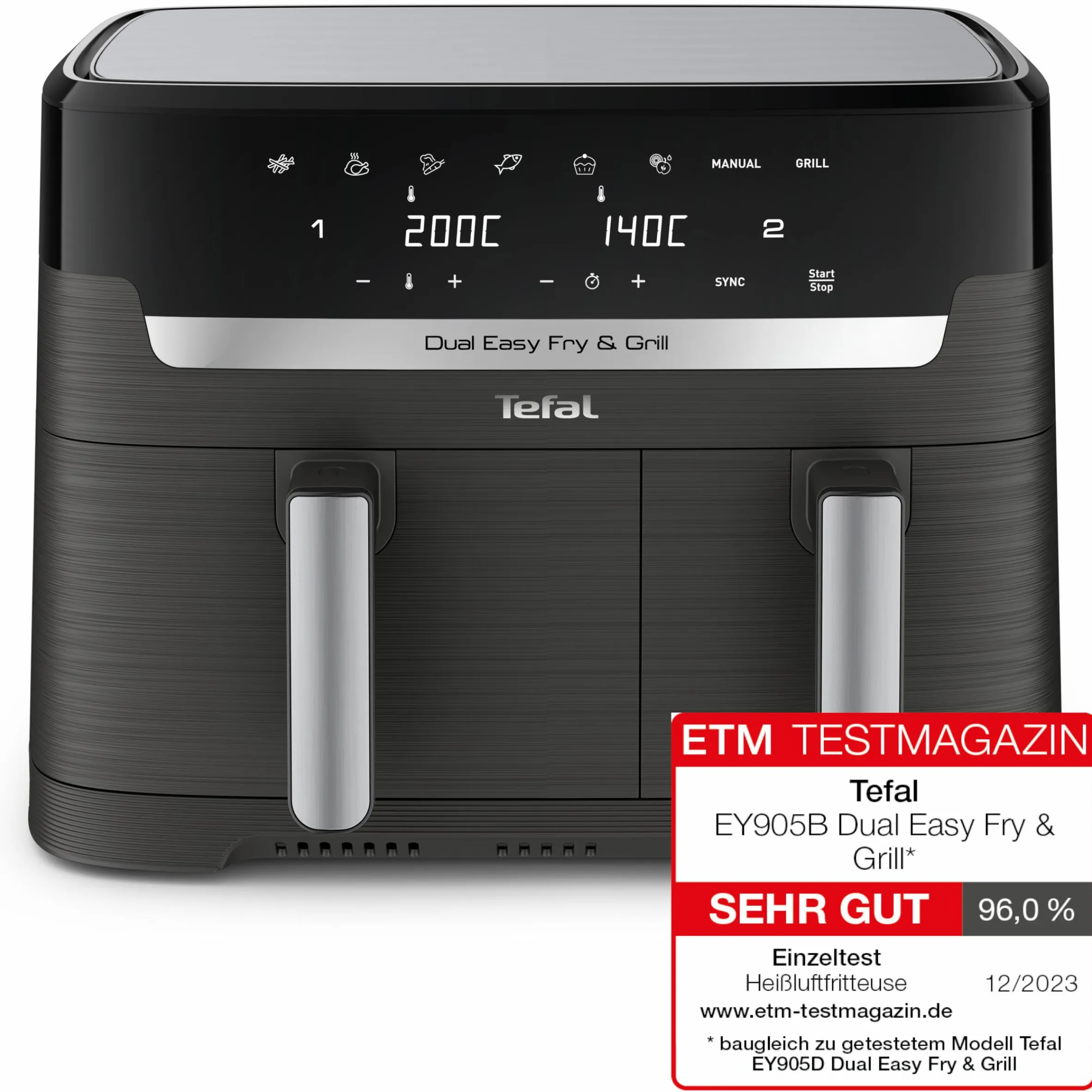 Dual Easy Fry & Grill 8,3 L Heißluftfritteuse EY905B|Tefal Hot