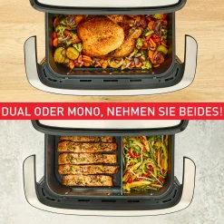 Dual Easy Fry Flex, Heißluftfritteuse, FlexCook Trennwand, 9L, EY9228|Tefal Outlet