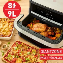Dual Easy Fry Flex, Heißluftfritteuse, FlexCook Trennwand, 9L, EY9228|Tefal Outlet