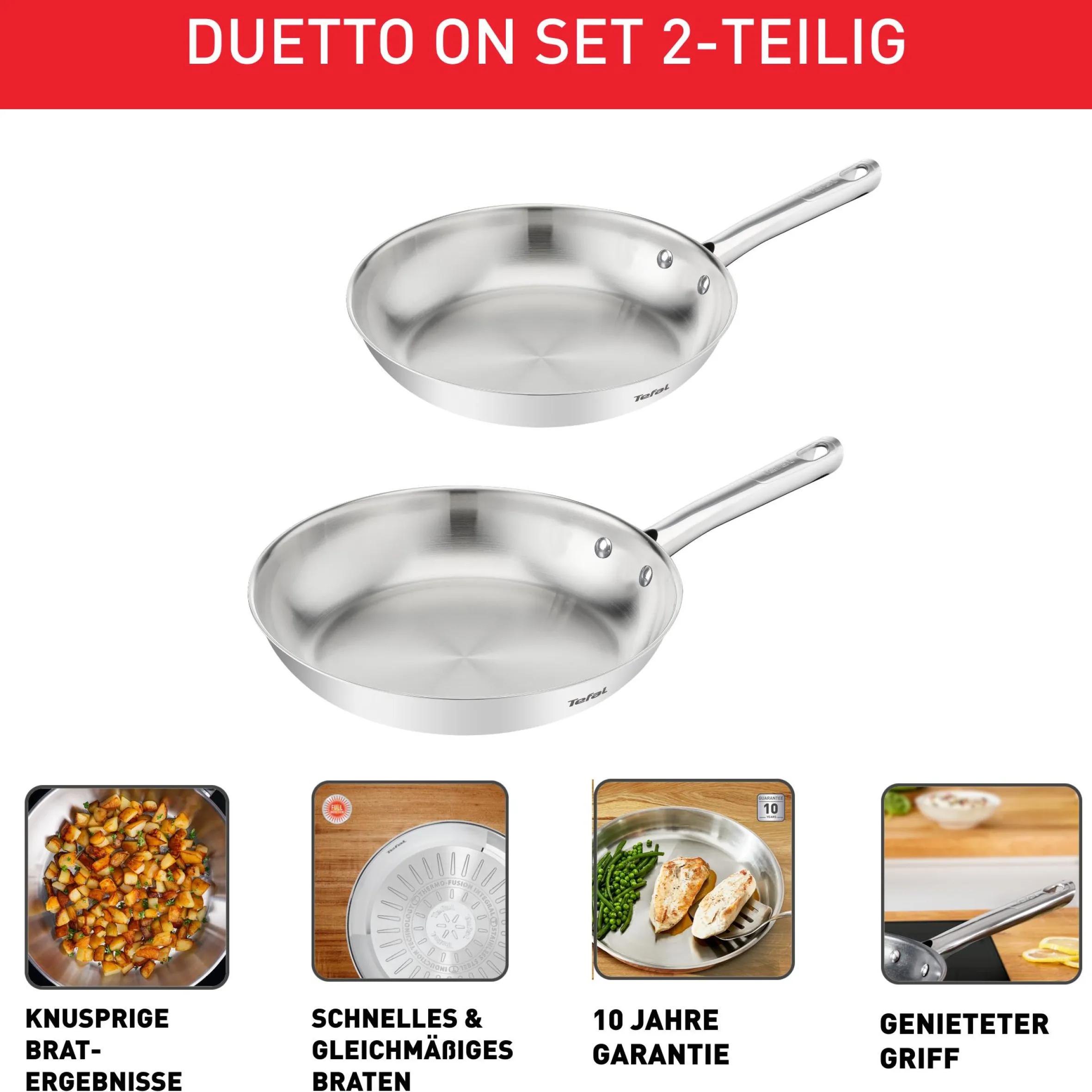 Duetto On 2-teiliges Pfannenset unversiegelt 24/28cm B866S2|Tefal Clearance