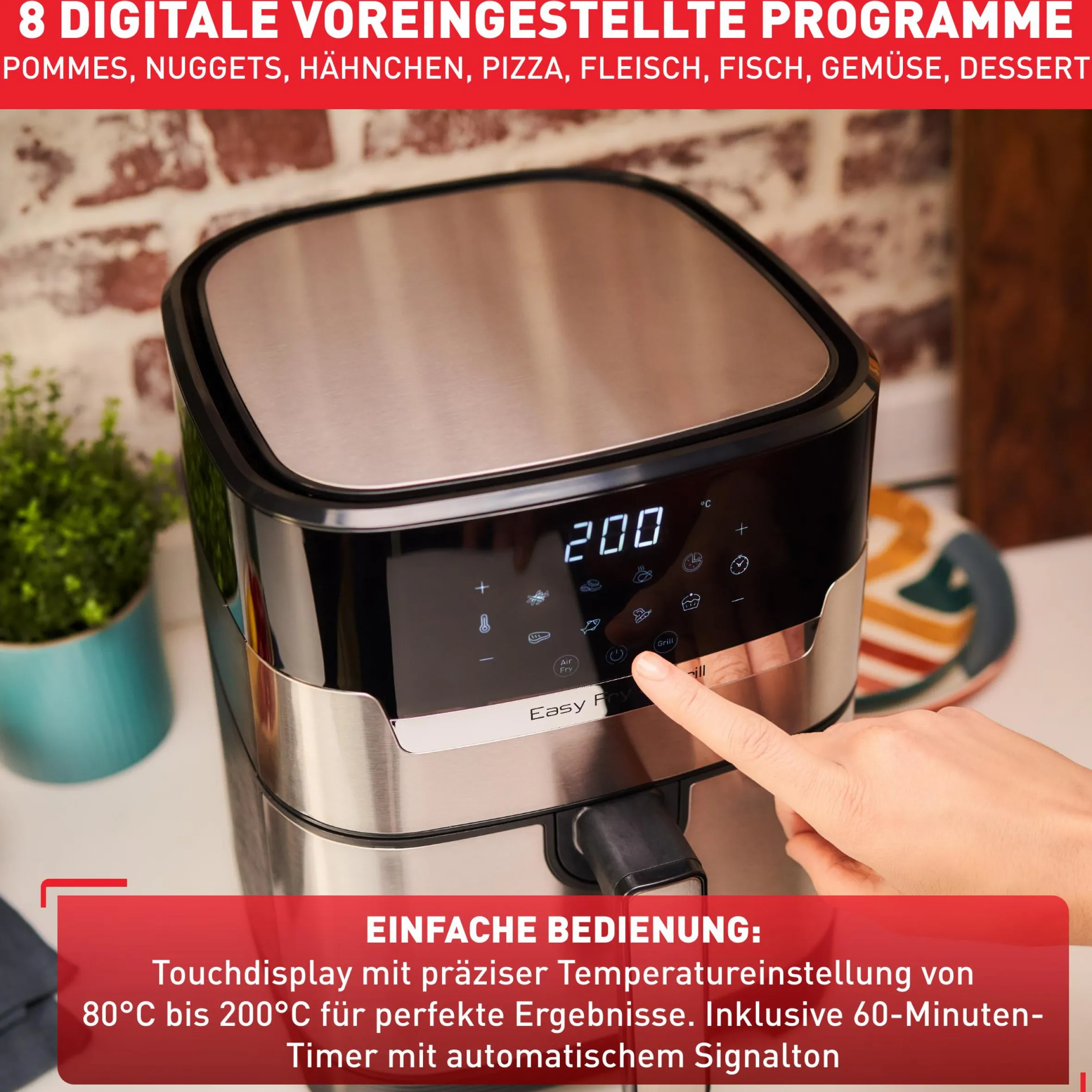 Easy Fry & Grill Deluxe Heißluftfritteuse EY505D|Tefal Hot