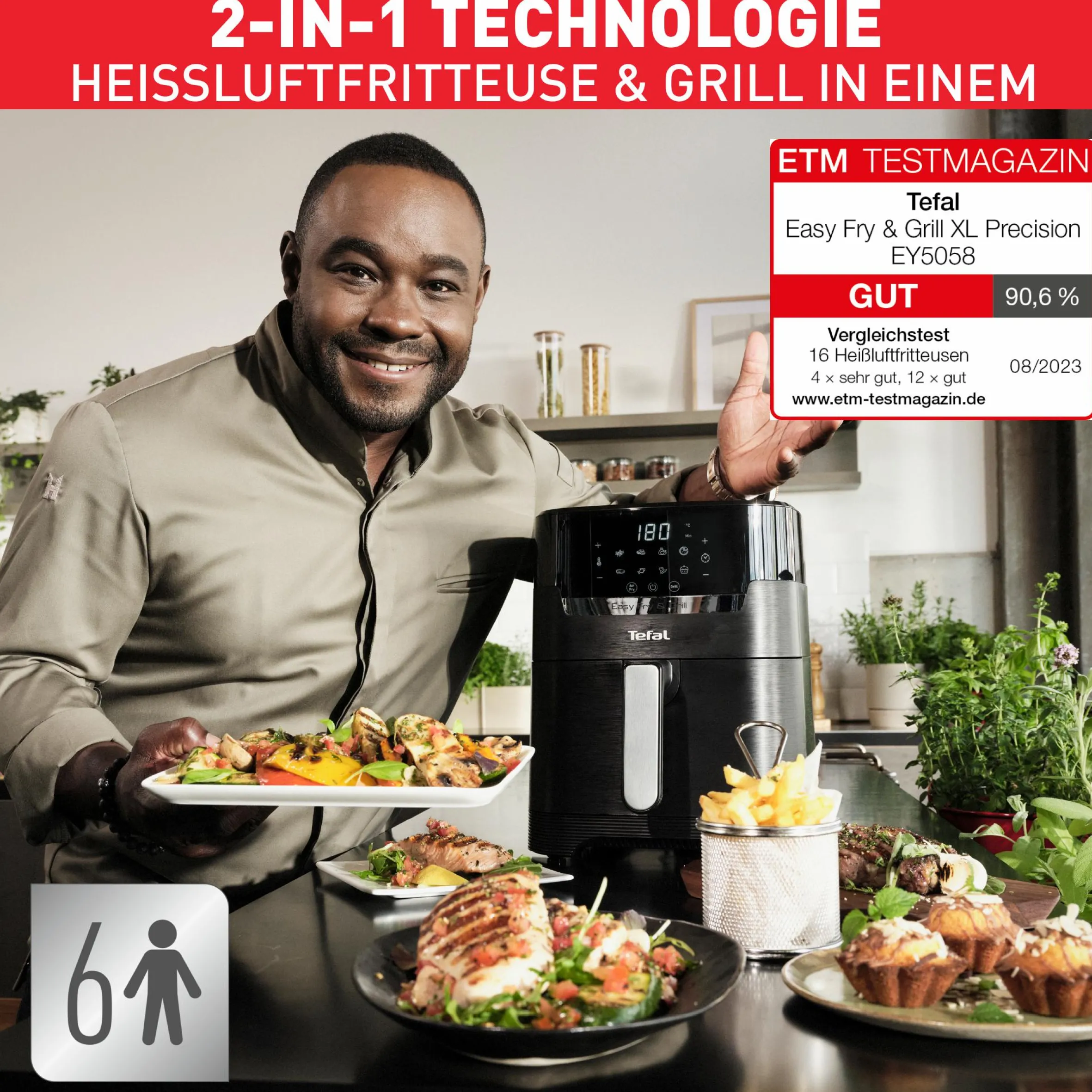 Easy Fry & Grill Precision Heißluftfritteuse EY5058|Tefal Sale