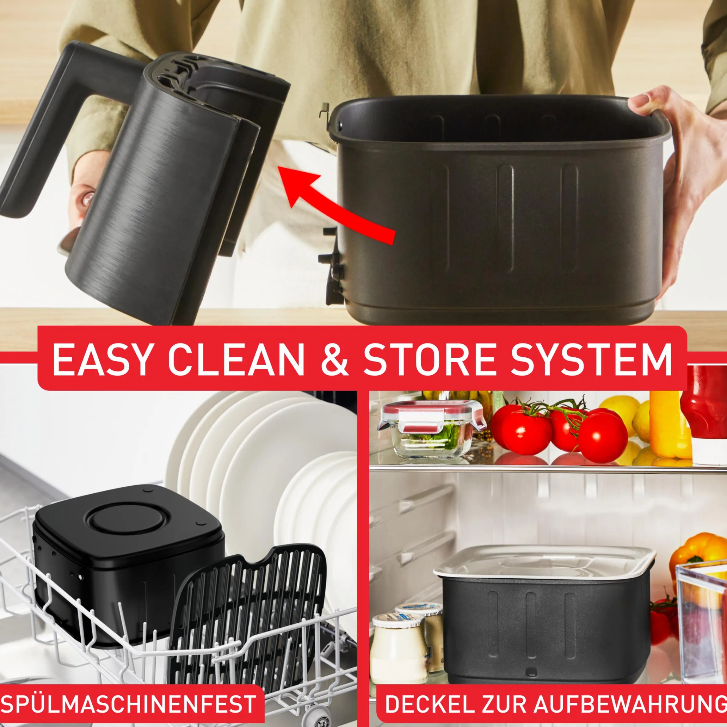 Easy Fry Smart & Silence, Heißluftfritteuse 5L, EY5728|Tefal New