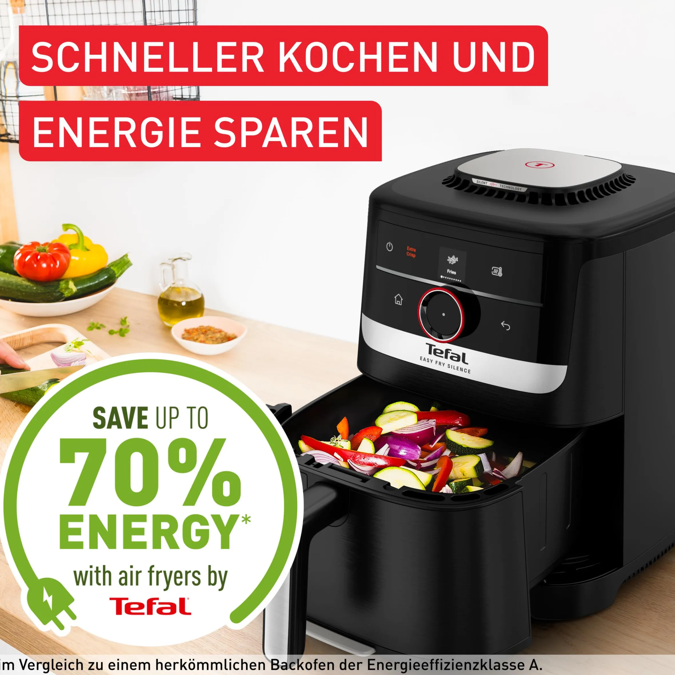 Easy Fry Smart & Silence, Heißluftfritteuse 5L, EY5728|Tefal New