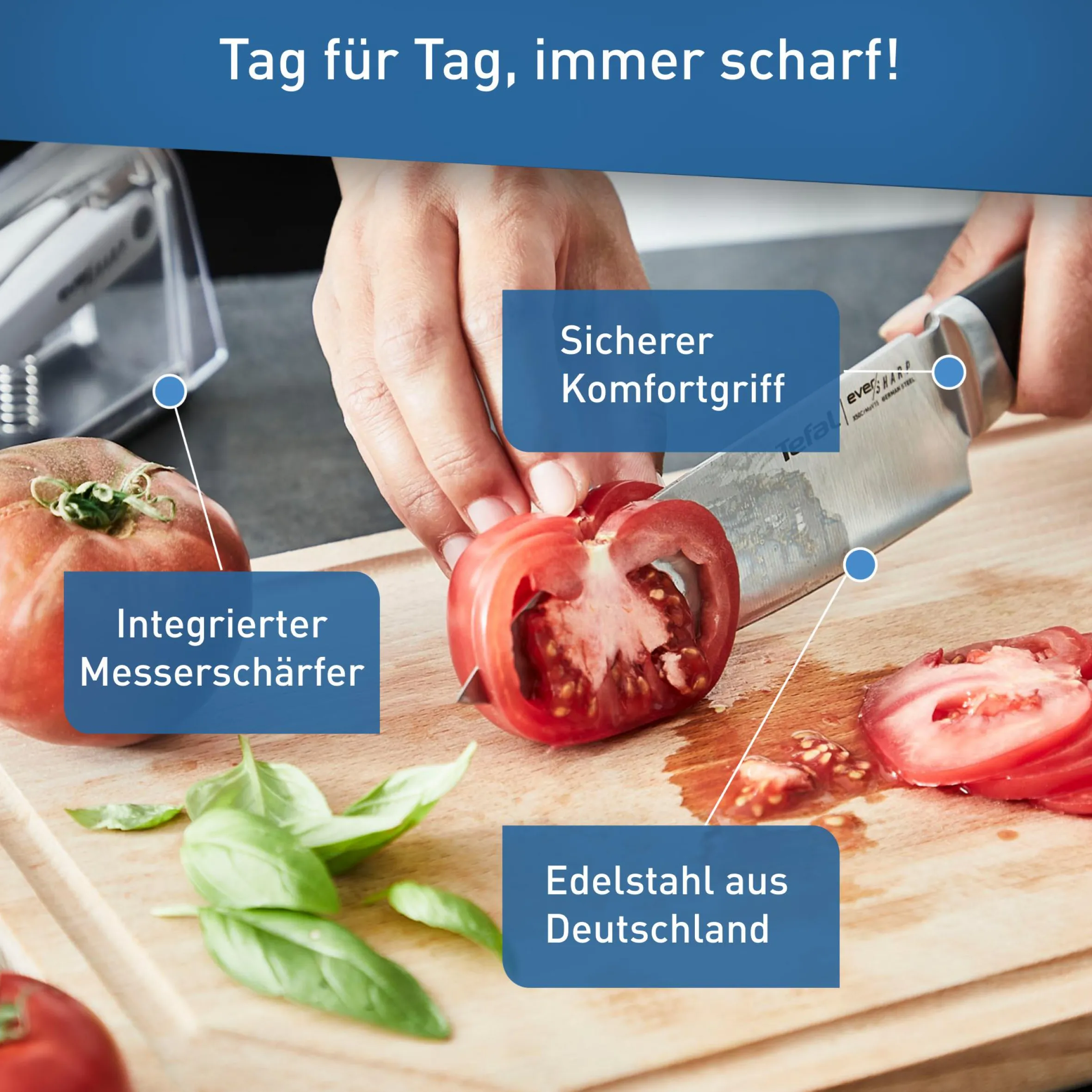Ever Sharp Messer 16,5 cm + Schärfer K25690|Tefal Online