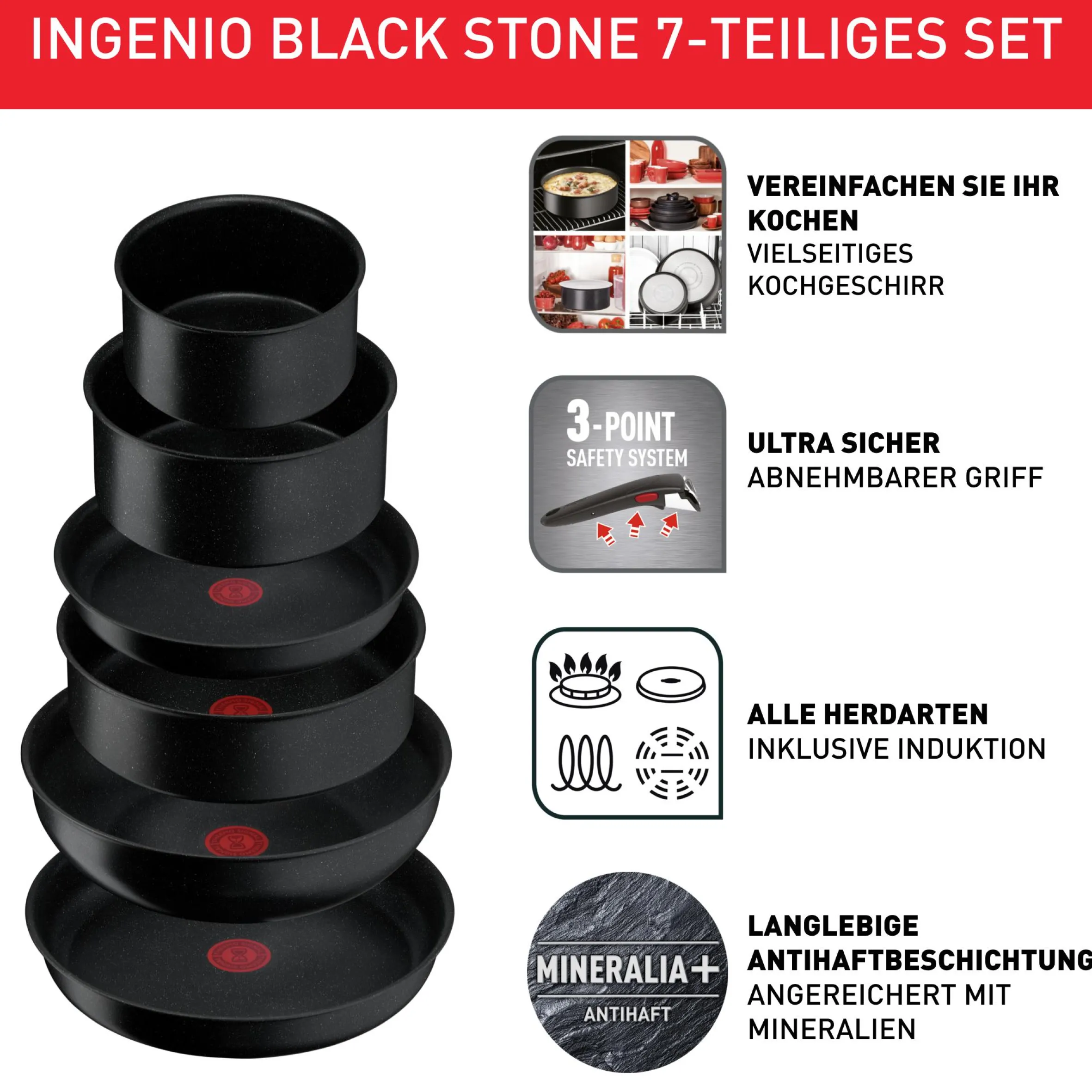 Ingenio Black Stone 7-teiliges Set L39987|Tefal Clearance