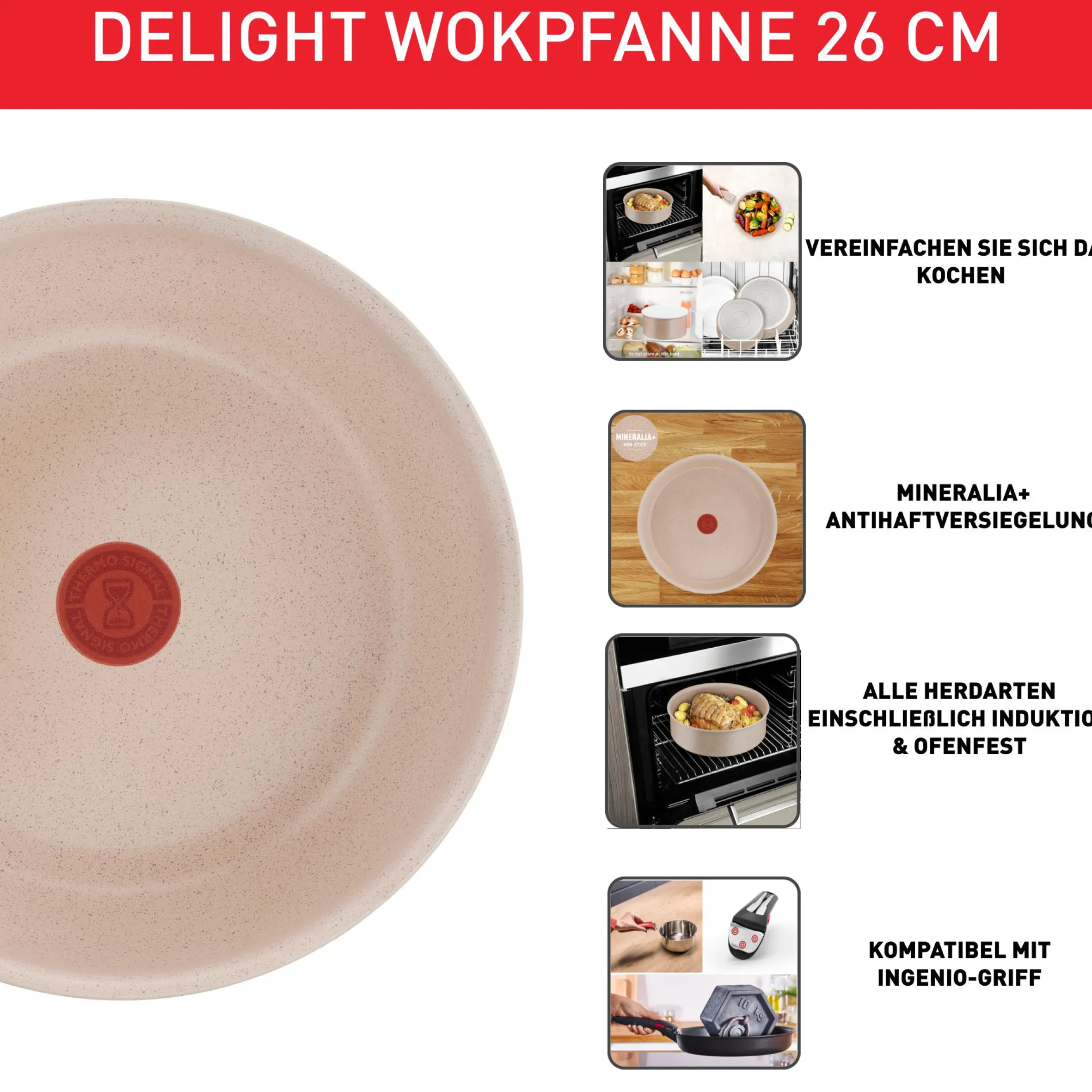 Ingenio Delight Wokpan 26 cm (ohne Griff) L7837702|Tefal Discount