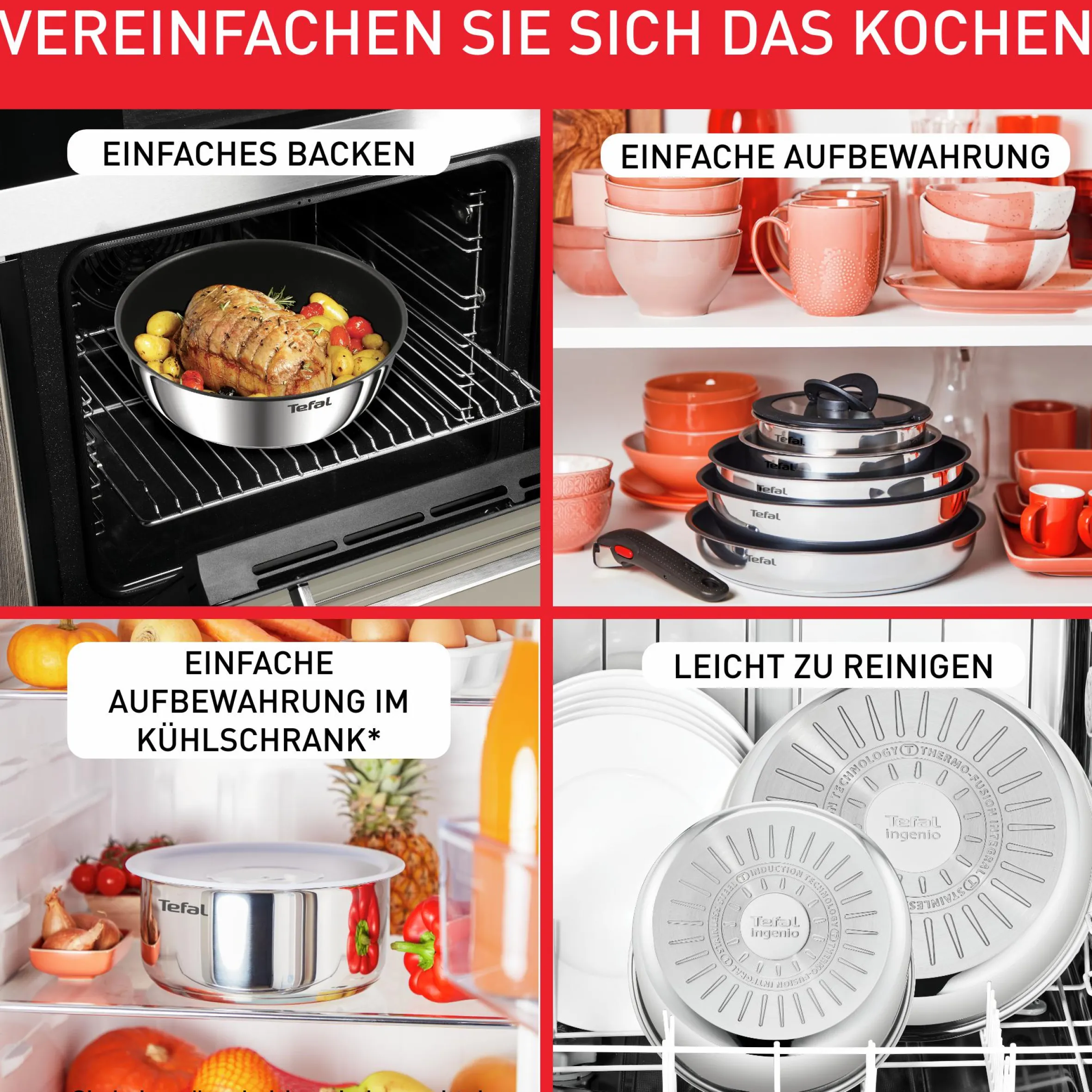 Ingenio Emotion On 22tlg. Kochgeschirr-Set aus Edelstahl L897SM|Tefal