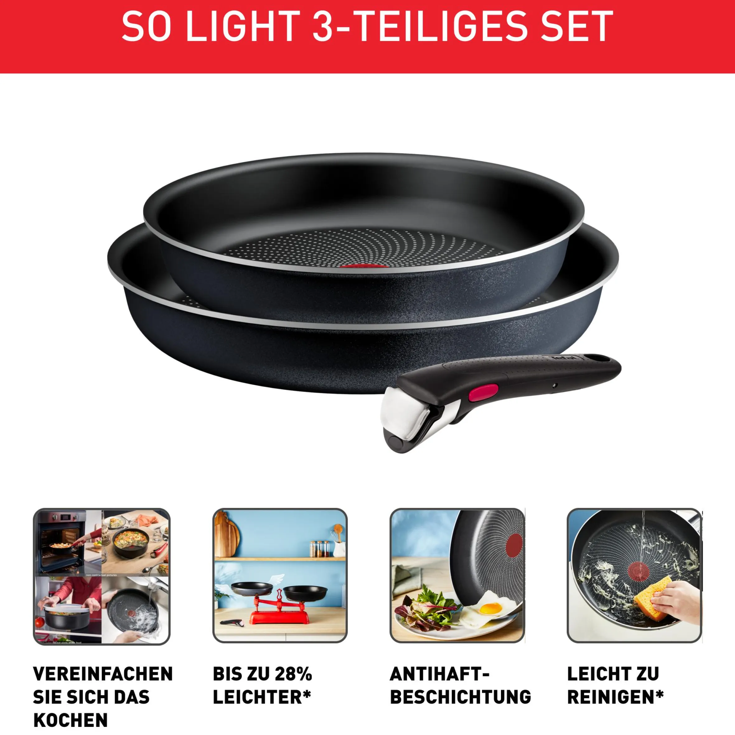 Ingenio So'Light, 3-teiliges Kochgeschirr-Set, L72391|Tefal Best