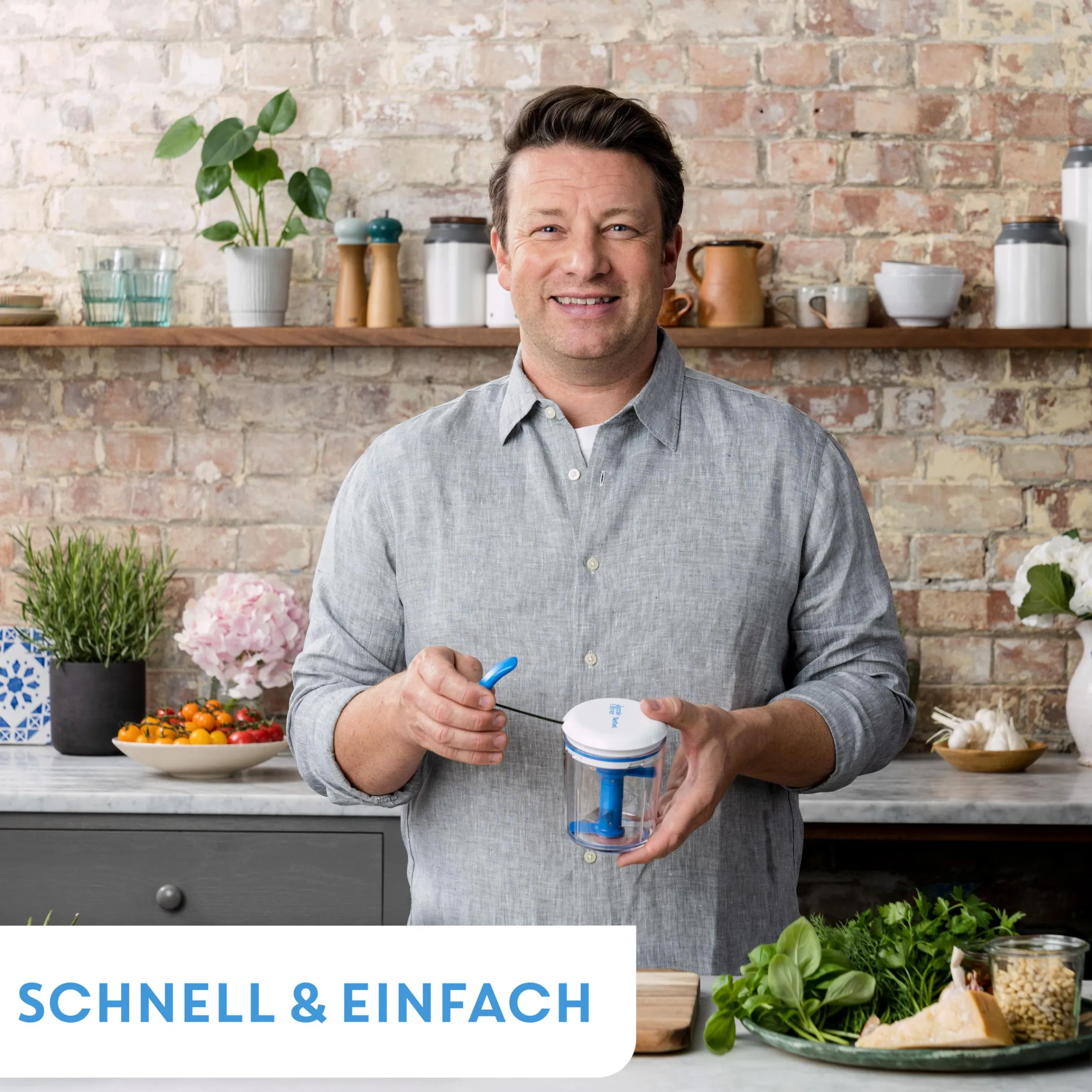 Jamie Oliver by Chop & Shaker 450 ml Weiß/Blau K1644344|Tefal New