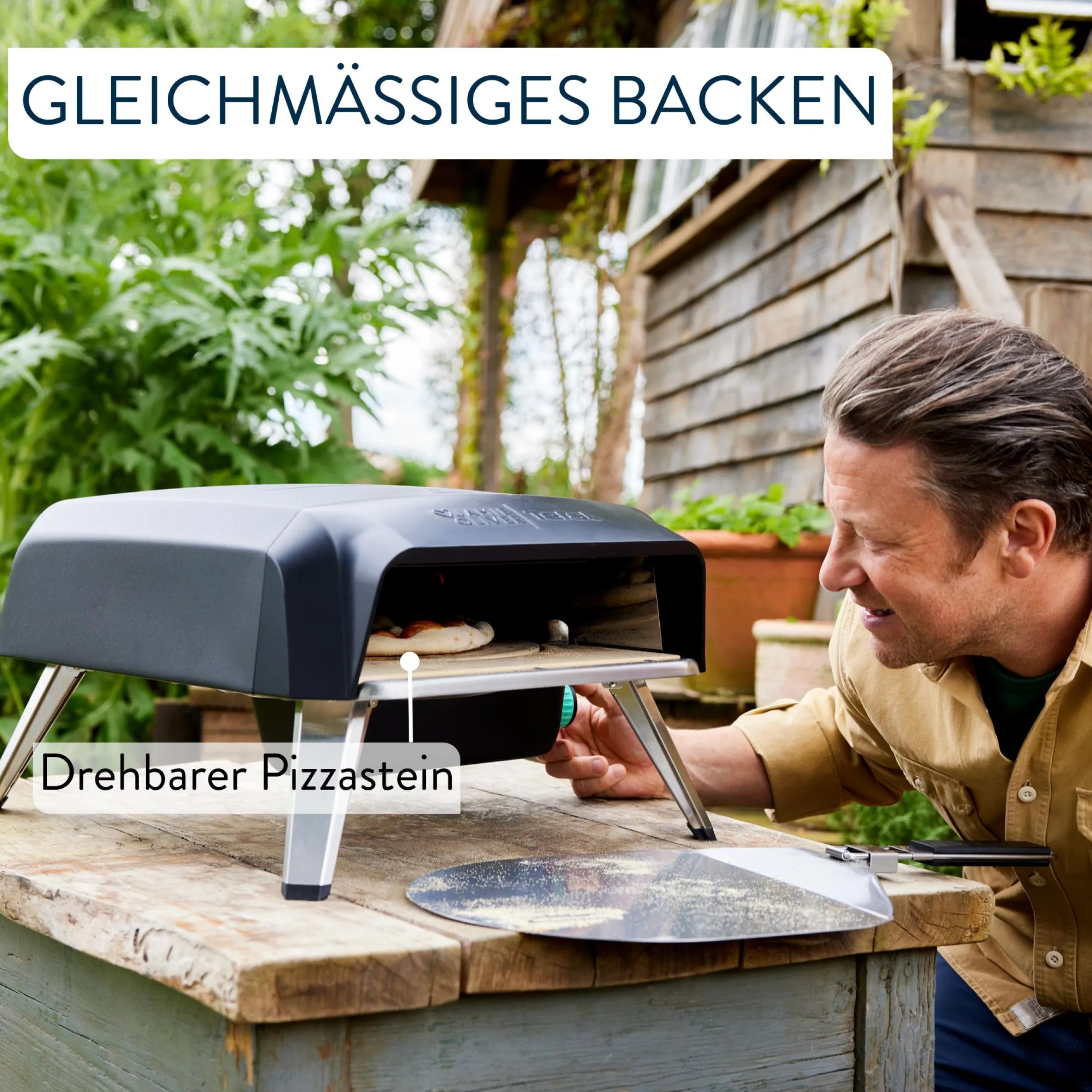Jamie Oliver by Pizzaofen für Zuhause, Gas-Pizzaofen, 360° drehbarer Pizzastein|Tefal Clearance