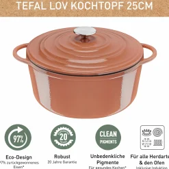 Lov Gusseisen Kochtopf terracotta orange 25cm, E2600|Tefal Sale