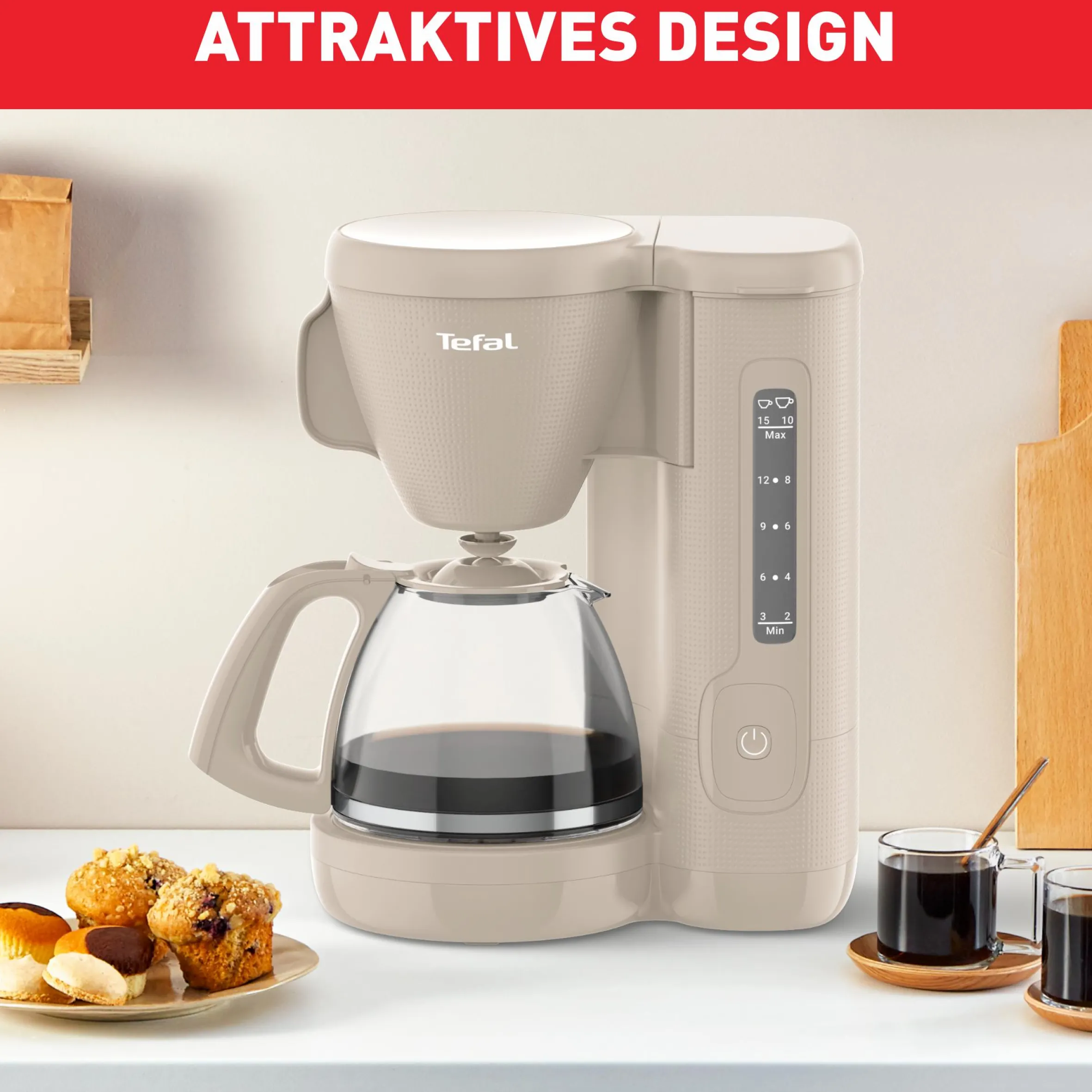 Morning Filterkaffeemaschine Fair Grey CM2M0B|Tefal