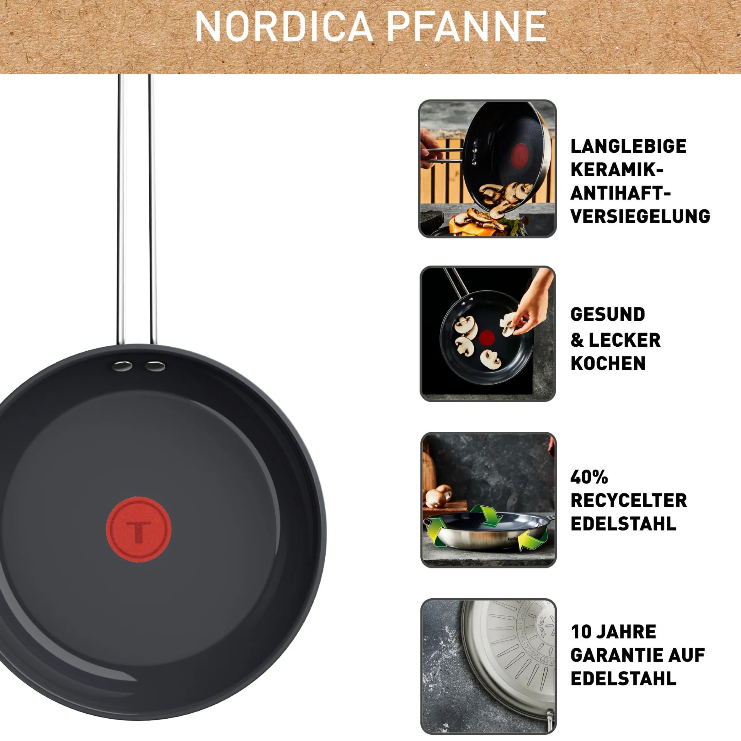 Nordica Edelstahl-Keramikpfanne 20cm, H87102|Tefal Online