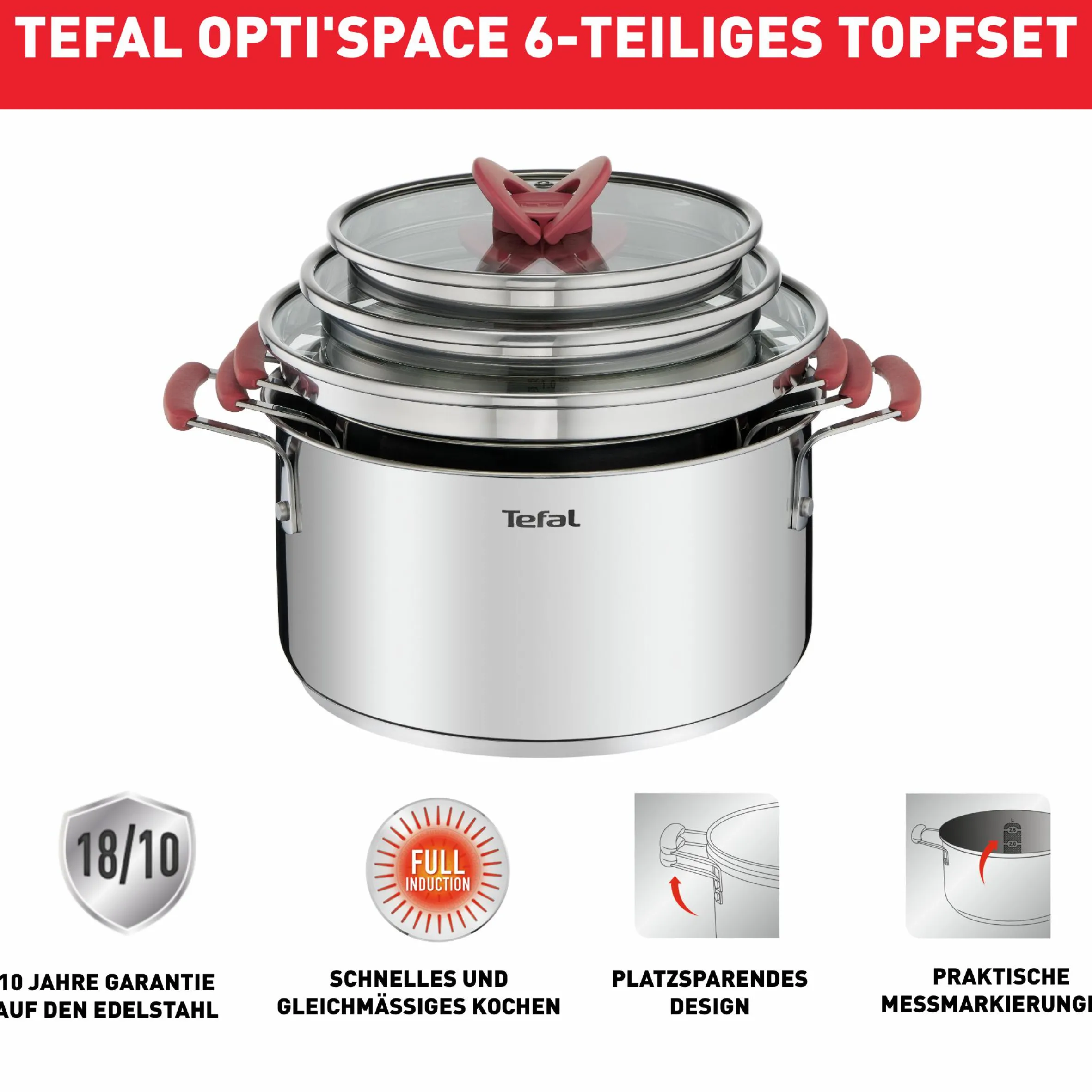 Opti Space 6-teiliges Kochtopf-Set G720S6|Tefal Sale