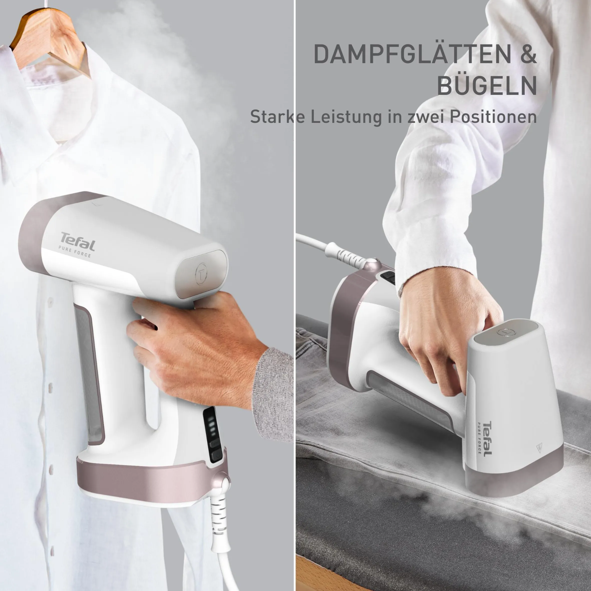Pure Force, Dampfglätter, 2-in-1 Dampfglätten und Bügeln|Tefal Discount