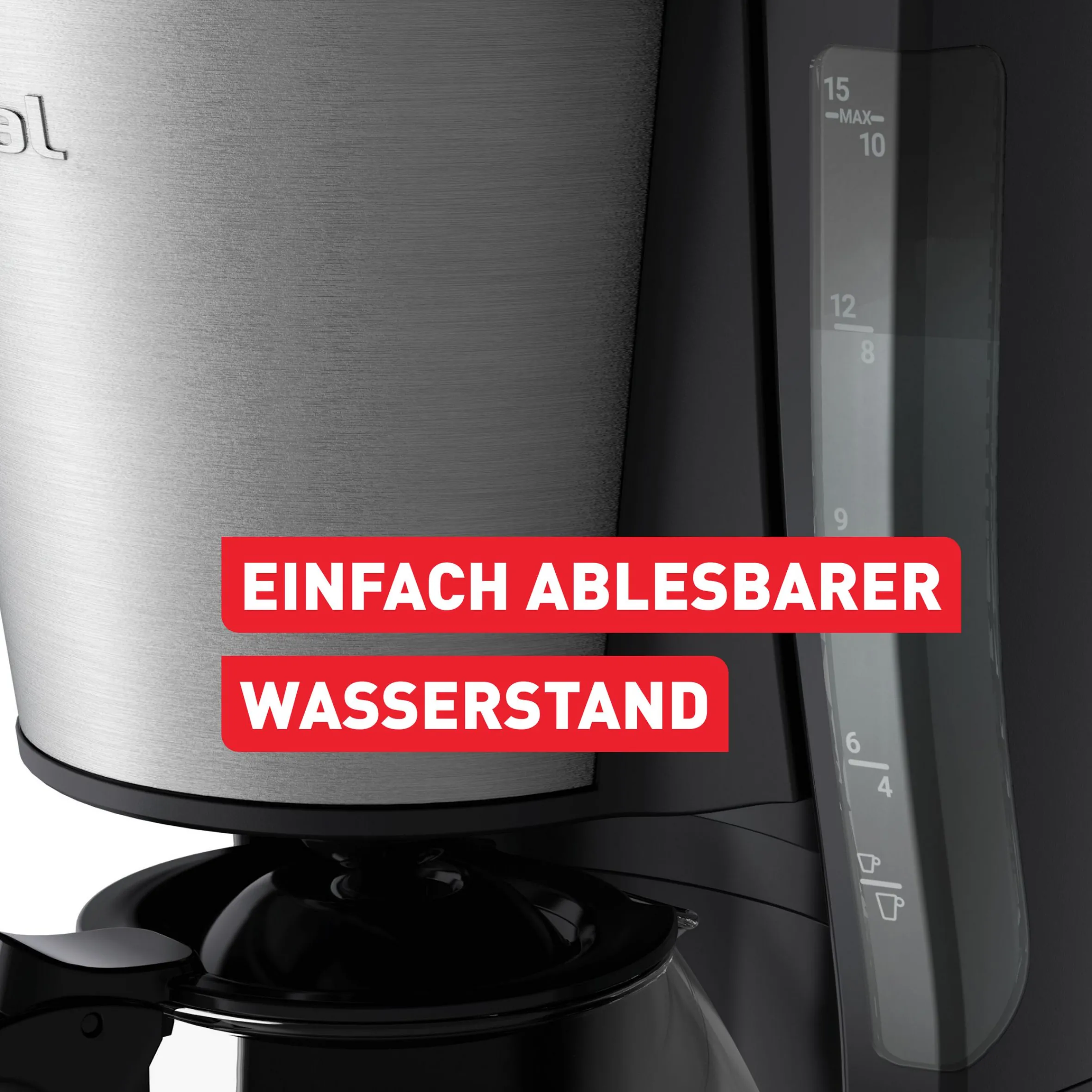Subito, Filterkaffeemaschine, Optionale Warmhaltefunktion, Permanenter Filter, Schwarz und Edelstahl|Tefal Clearance