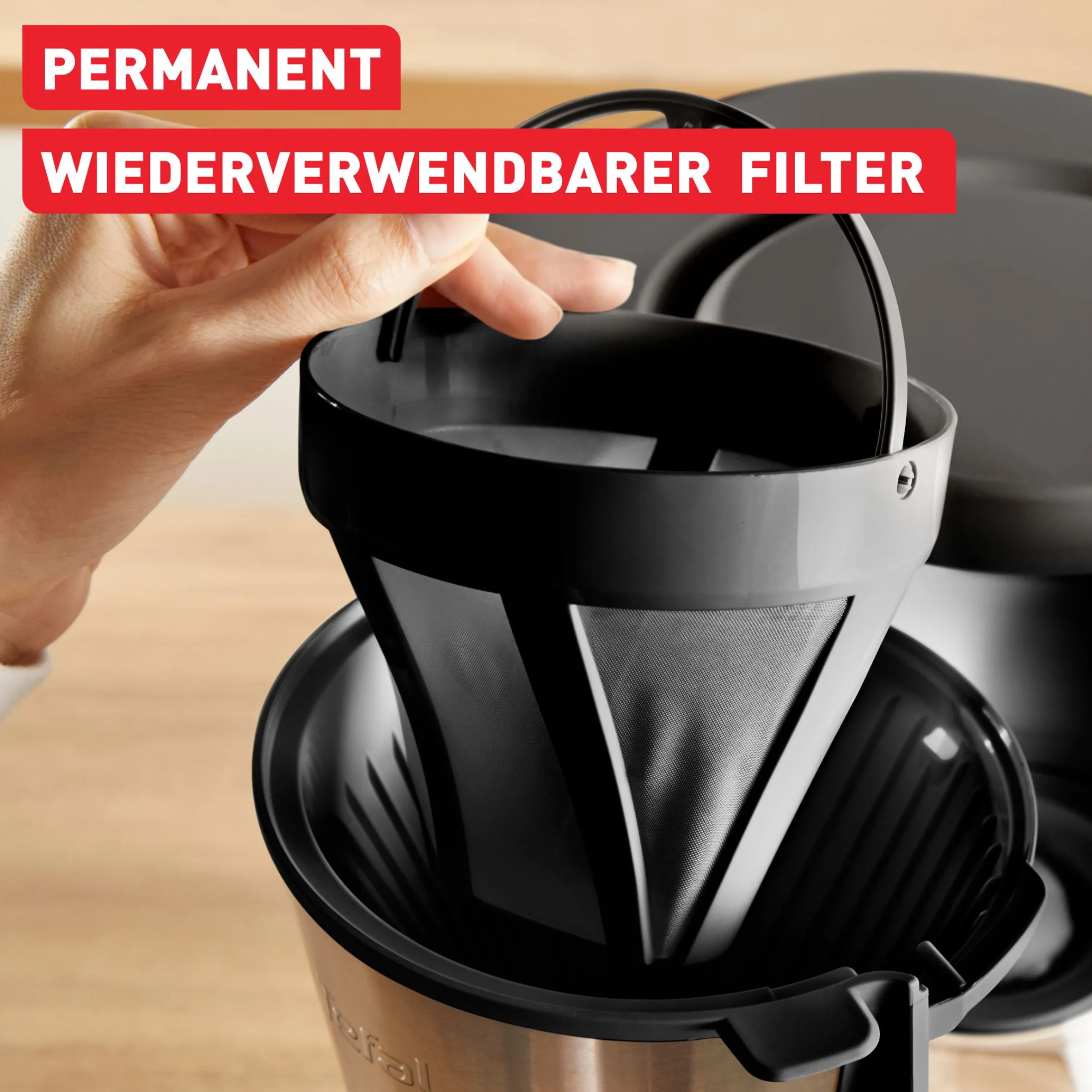 Subito, Filterkaffeemaschine, Optionale Warmhaltefunktion, Permanenter Filter, Schwarz und Edelstahl|Tefal Clearance